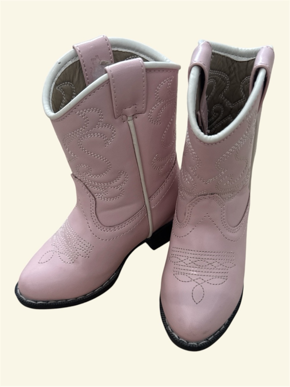 Girls Light Pink Western-Style Pull-On Boots
